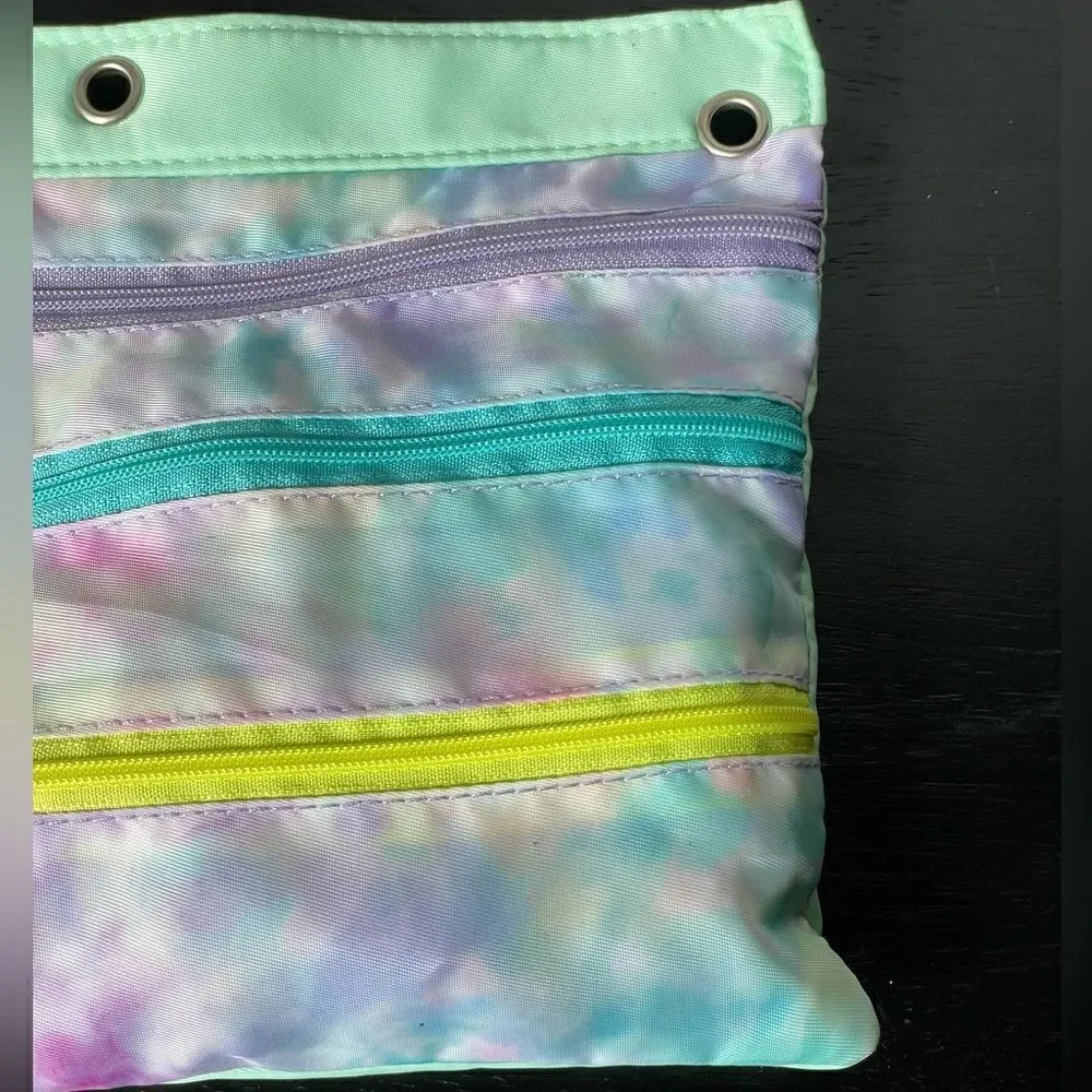Pen+Gear Pastel Tie Dye Three Pocket Pencil Bag w/Erasers/Stapler/Pencils